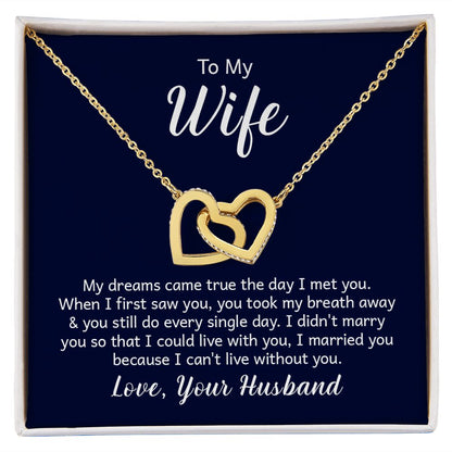 Interlocking Hearts Necklace - For Wife From Husband