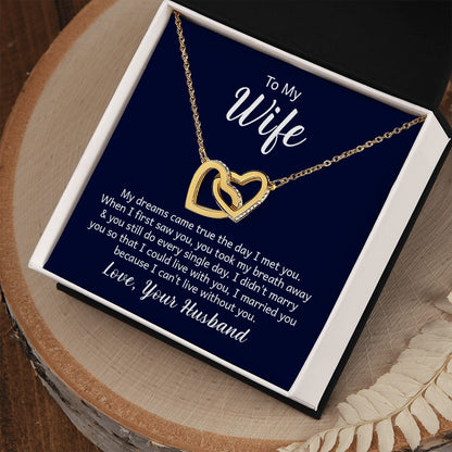 Interlocking Hearts Necklace - For Wife From Husband