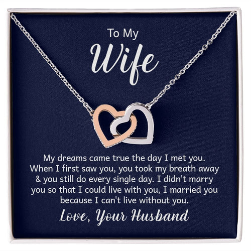 Interlocking Hearts Necklace - For Wife From Husband