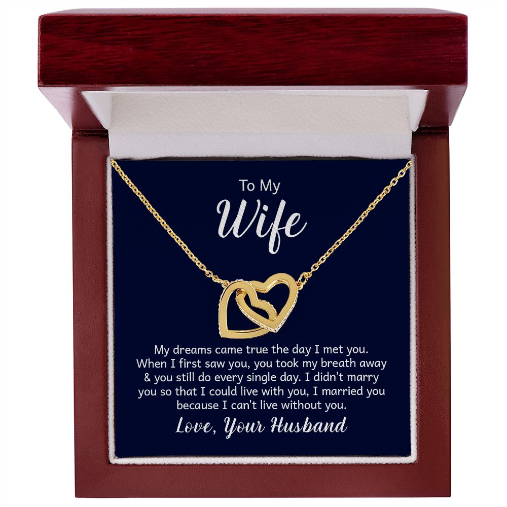 Interlocking Hearts Necklace - For Wife From Husband